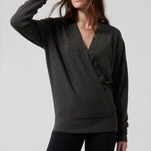 Athleta Purana V-Neck Wrap Sweatshirt Medium